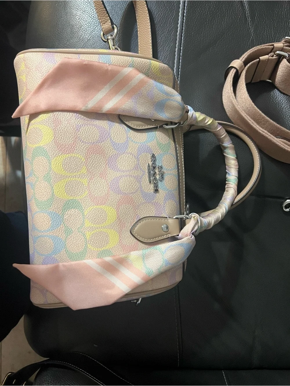 Coach Pastel Signature Rowan with matching Twilly and Shoulder Strap